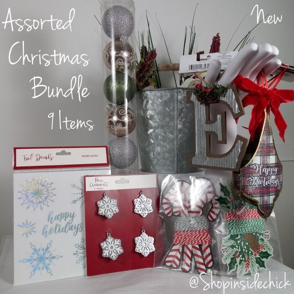 NEW Christmas Bundle Assorted Variety -Ornaments -Decals -Twine Holiday Decor - Picture 1 of 15